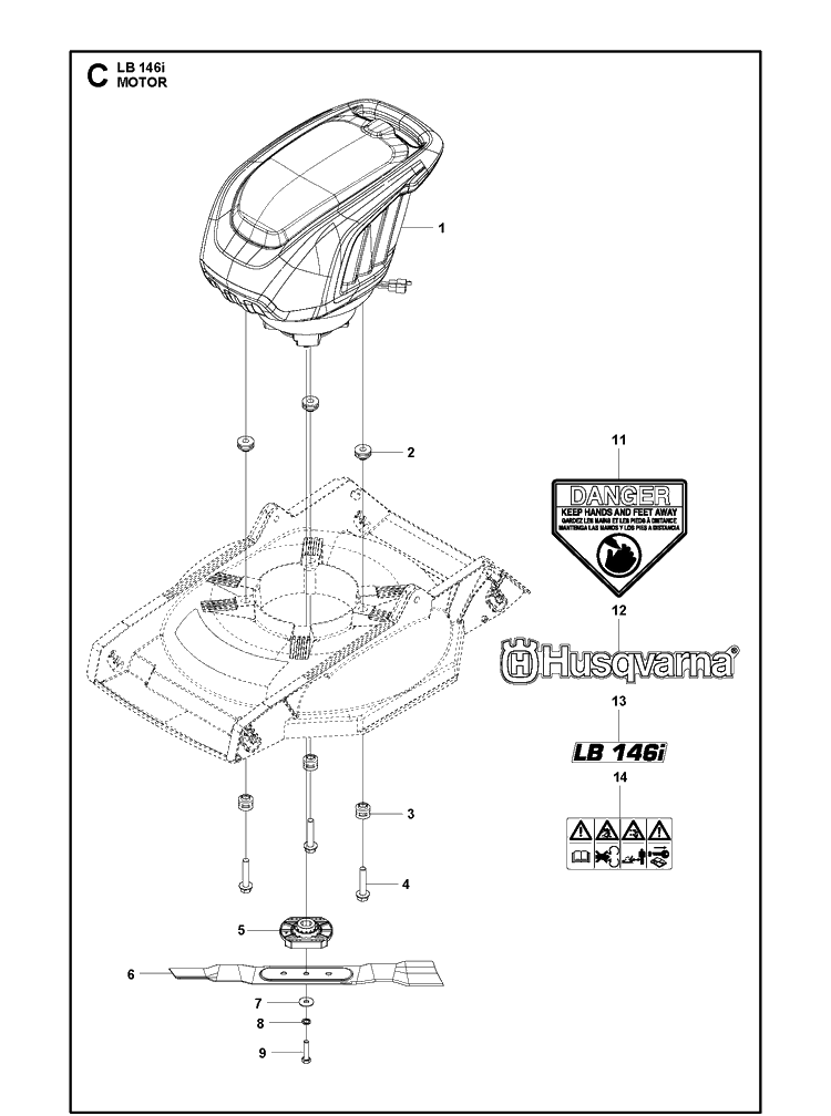 Motor Diagram and Parts List for LB146I (967862101)(2020) Husqvarna Lawn Mower