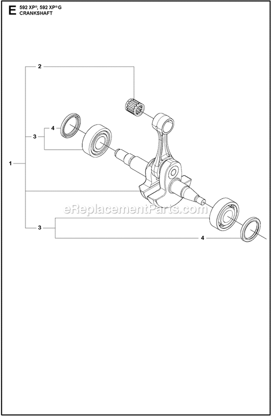 Crankshaft Diagram and Parts List for 592XPG  Husqvarna Chainsaw