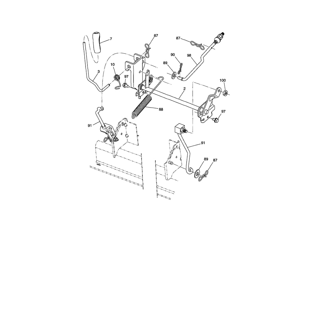 Mower Lift Diagram and Parts List for 917287540  Husqvarna Lawn Tractor