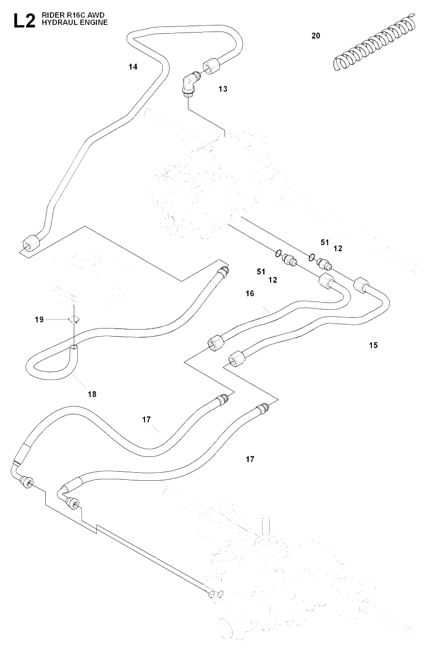 Hydraulic Pump - Motor Diagram and Parts List for R16CAWD (966830301)(2009-04) Husqvarna Lawn Tractor