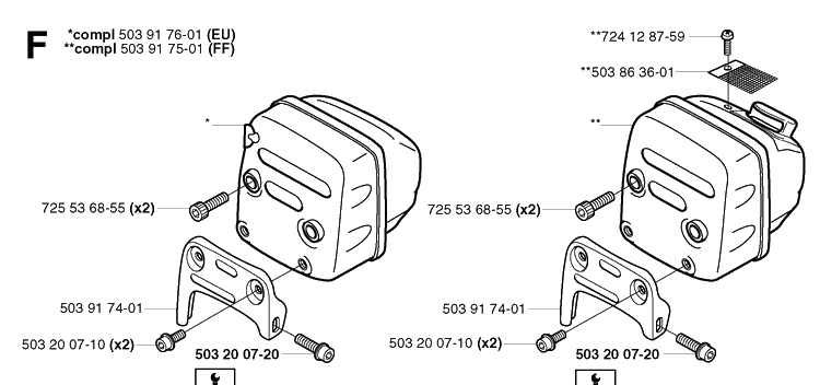 Muffler Diagram and Parts List for 359 20031400001-20041800000 Husqvarna Chainsaw