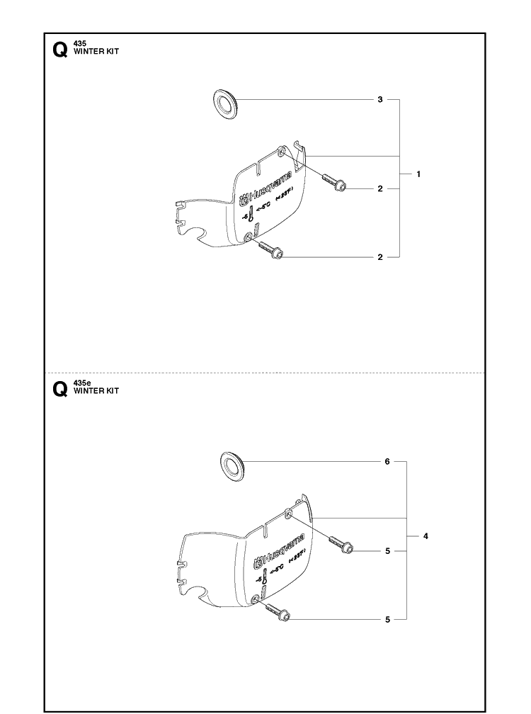Winter Kit Diagram and Parts List for 435-435E 2011-05 Husqvarna Chainsaw