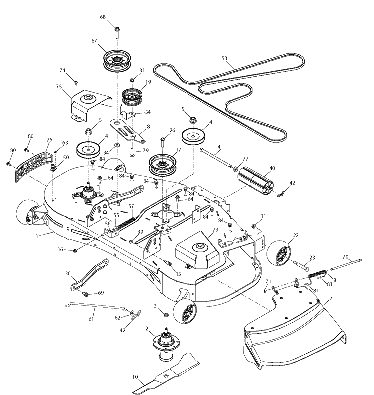 Mower Deck / Cutting Deck Diagram and Parts List for TS248TXD (96041045200)(2020-03) Husqvarna Lawn Tractor