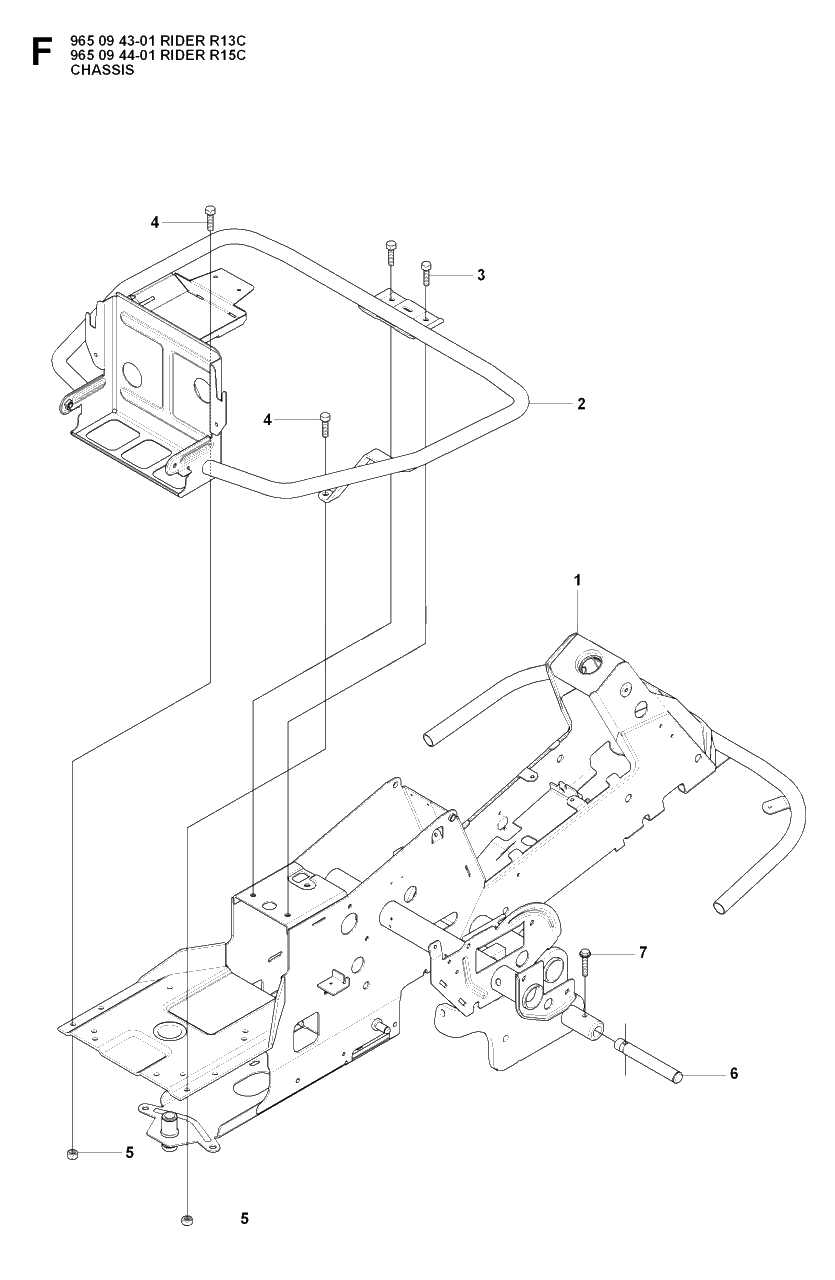 Chassis / Frame Diagram and Parts List for R13C (965094301)(2007-01) Husqvarna Lawn Tractor