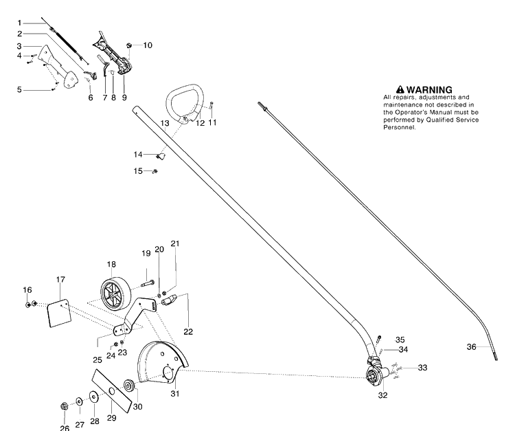 Handle, Shaft And Cutting Head Diagram and Parts List for 125E 2006-01 Husqvarna Edger