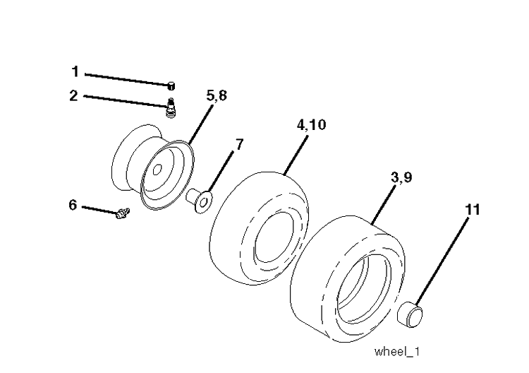 Wheels And Tires Diagram and Parts List for CTH150 (96061018100)(2007-04) Husqvarna Lawn Tractor