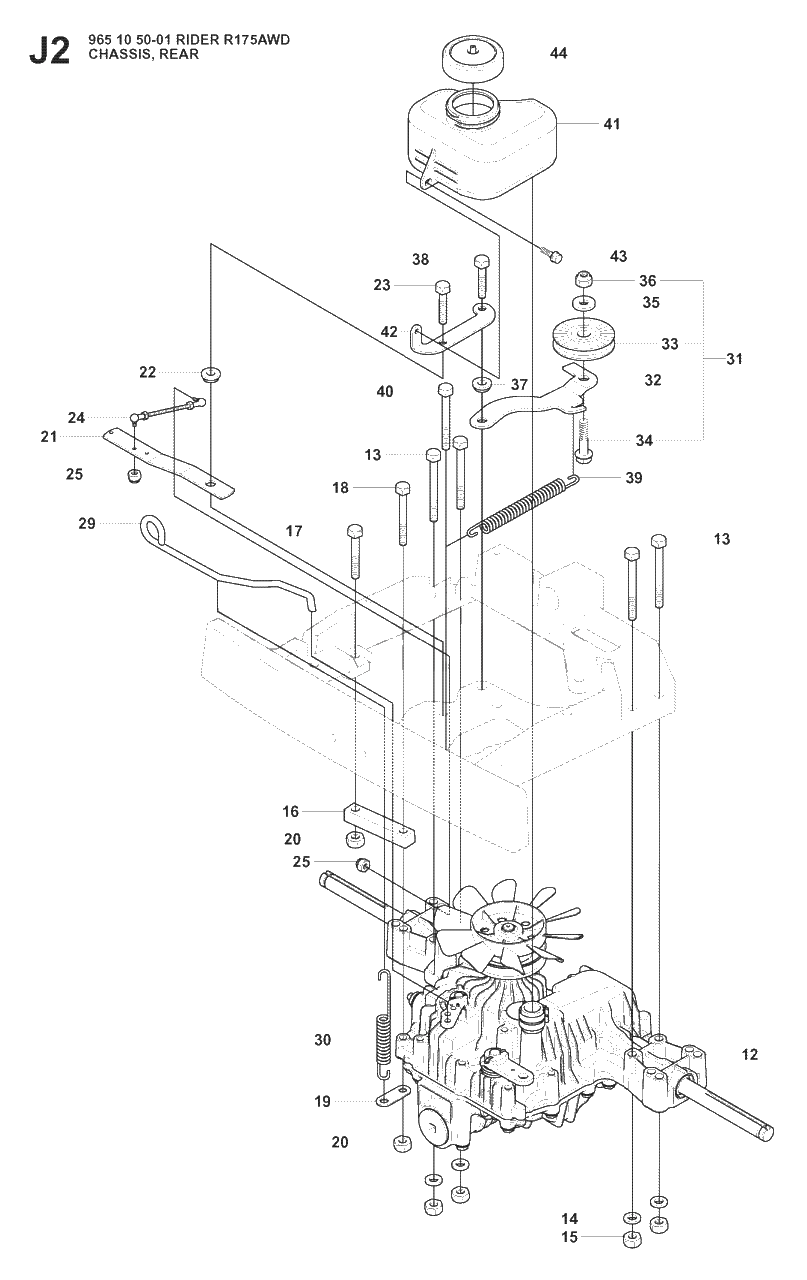 Transmission 4 Diagram and Parts List for R175AWD (965105001)(2008-06) Husqvarna Lawn Tractor