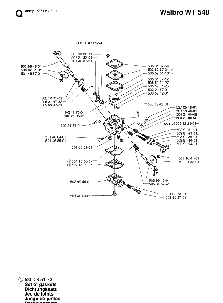 Carburetor Details Diagram and Parts List for 235R 20060100001-20061400000 Husqvarna Brush Cutter