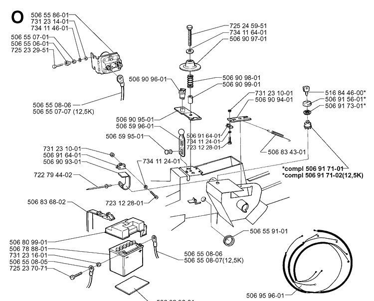 Electrical Diagram and Parts List for RIDER970 1997-03 Husqvarna Lawn Mower