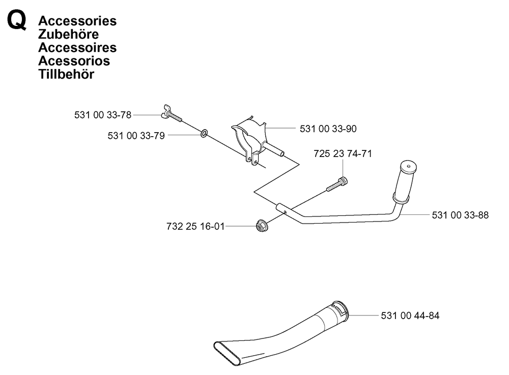 Accessories Diagram and Parts List for 155B (20014000001-20041499999)(2001) Husqvarna Leaf Blower / Vacuum
