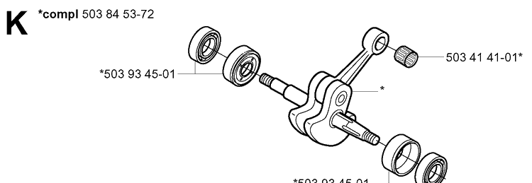 Crankshaft Diagram and Parts List for 338XPT 20031800001-20034400000 Husqvarna Chainsaw