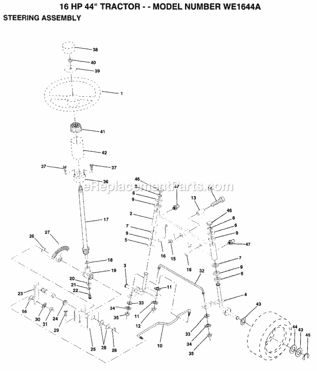 Seat Diagram and Parts List for WE1644A 1994 Husqvarna Lawn Tractor