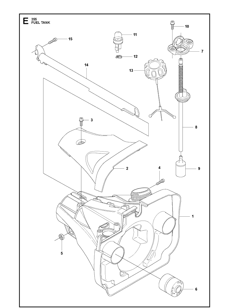 Fuel Tank Diagram and Parts List for 355FXT  Husqvarna Brush Cutter