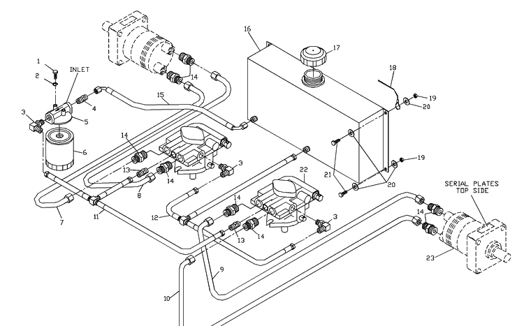 Hydraulic Assembly Diagram and Parts List for ZTH4217A (539104770-01)(2000-03) Husqvarna Lawn Mower