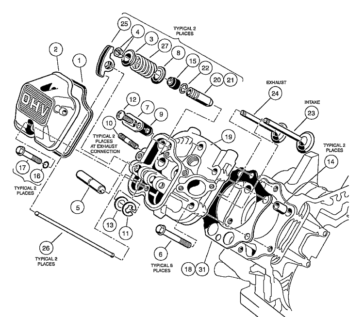 Fe350 Engine - Cylinder Head Diagram and Parts List for HUV4210GXP 2005-06 Husqvarna Lawn Tractor