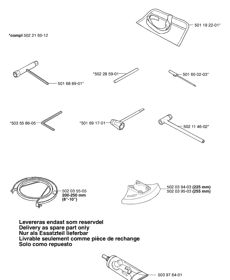Accessories Diagram and Parts List for 265RXEPA 2002-08 Husqvarna Brush Cutter