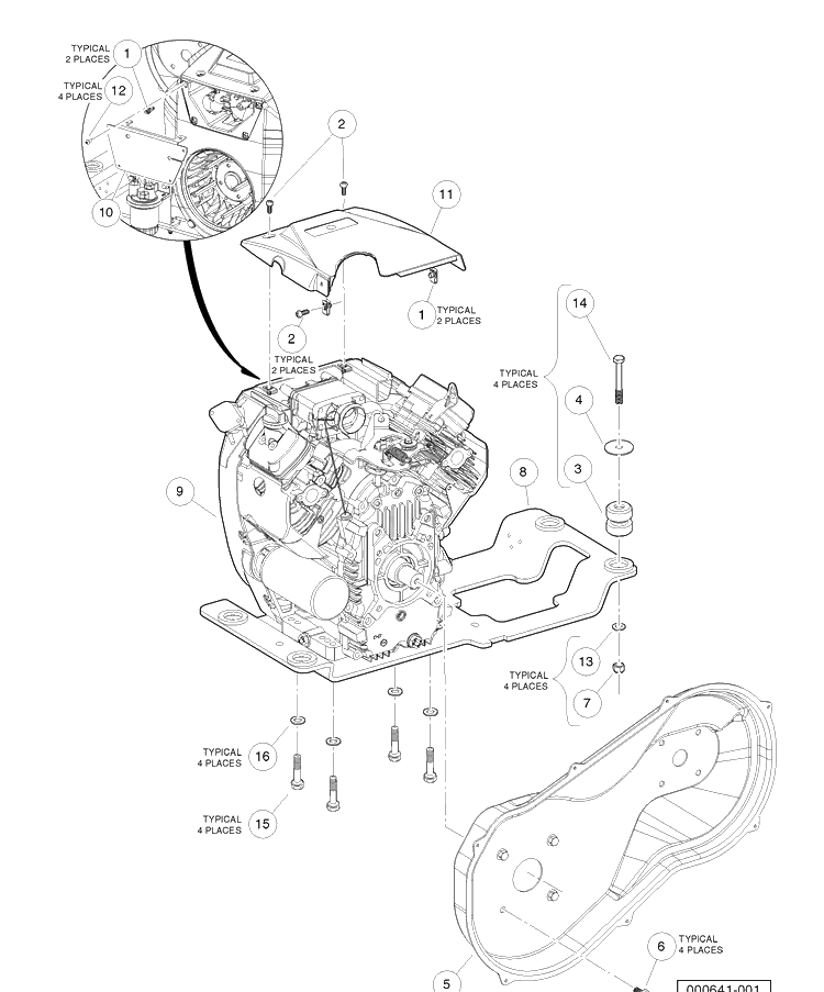 Kawasaki Fh680d Gasoline Engine Mounting Diagram and Parts List for HUV4421GXP 2006-11 Husqvarna Lawn Tractor