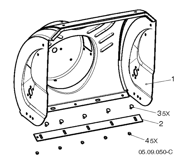 Auger Housing And Impeller 2 Diagram and Parts List for ST224 (97046850100)(2020-05) Husqvarna Snow Blower