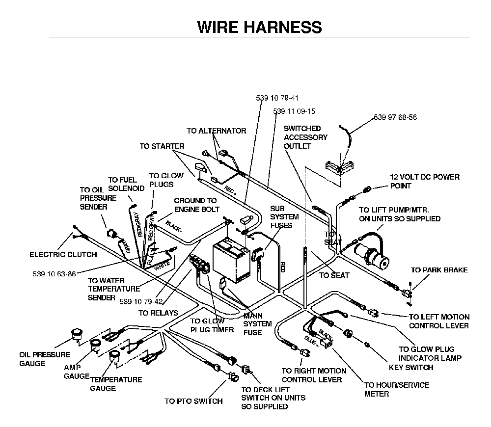 Wiring Harness Diagram and Parts List for BZ34C (968999316)(2006-04) Husqvarna Lawn Tractor