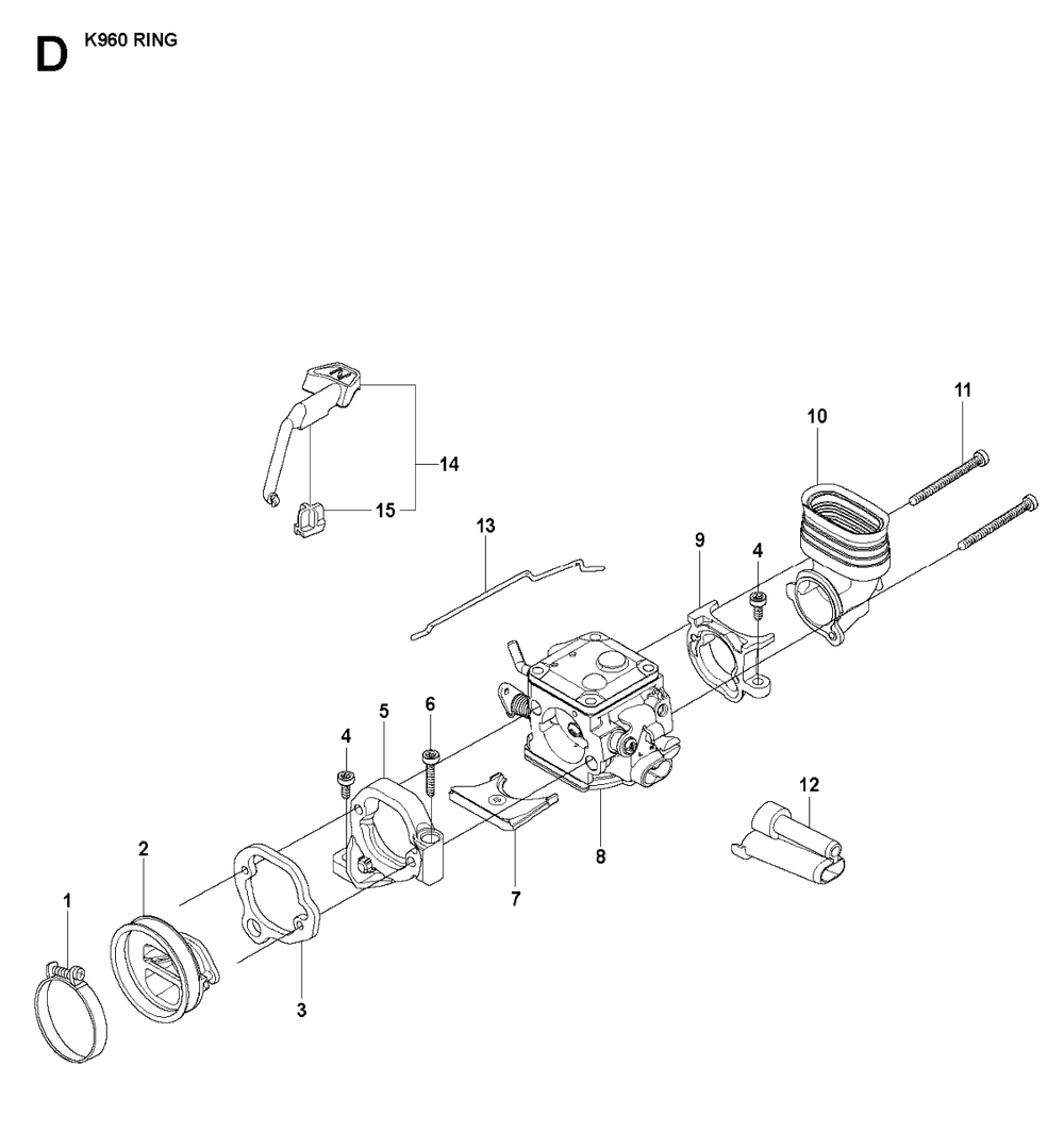 Carburetor Diagram and Parts List for K960 2008-03 Husqvarna Circular Saw