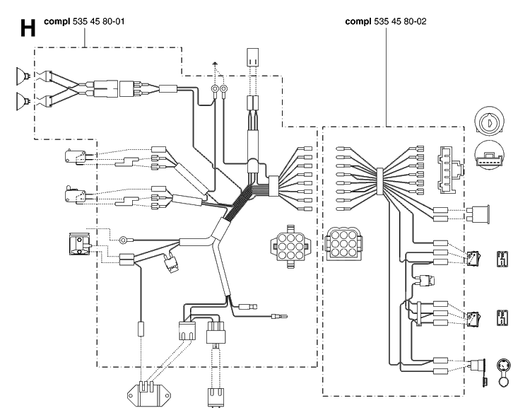Wiring Harness Diagram and Parts List for PR15 (953535001)(2004-01) Husqvarna Lawn Mower
