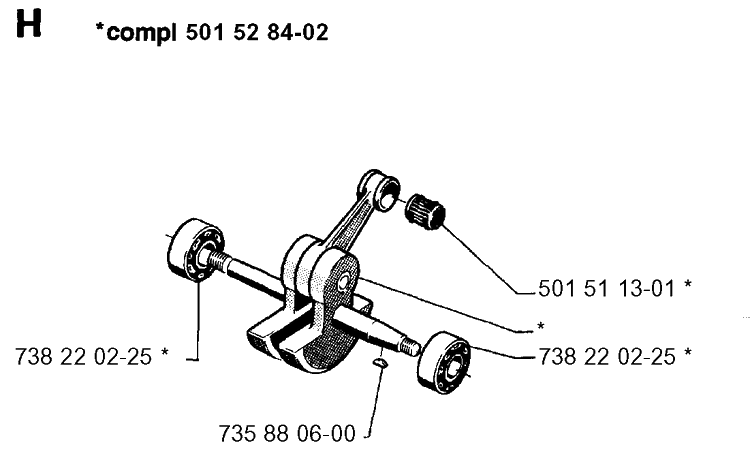 Crankshaft Diagram and Parts List for 266 1993-09 replaced by 266 Husqvarna Chainsaw