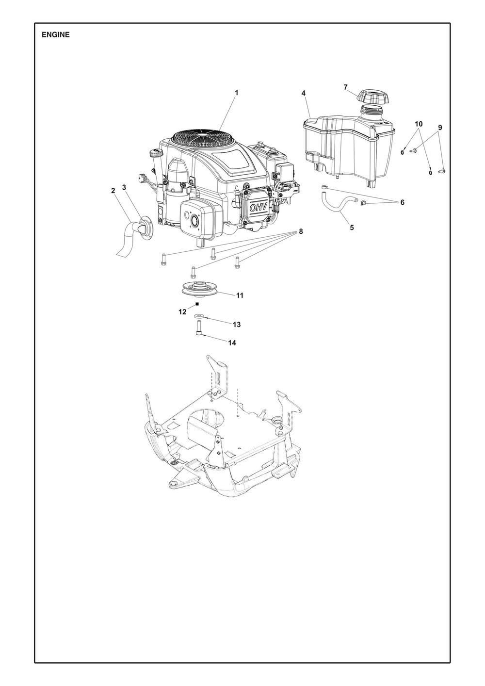 Engine Diagram and Parts List for R112C5 2022 Husqvarna Lawn Tractor
