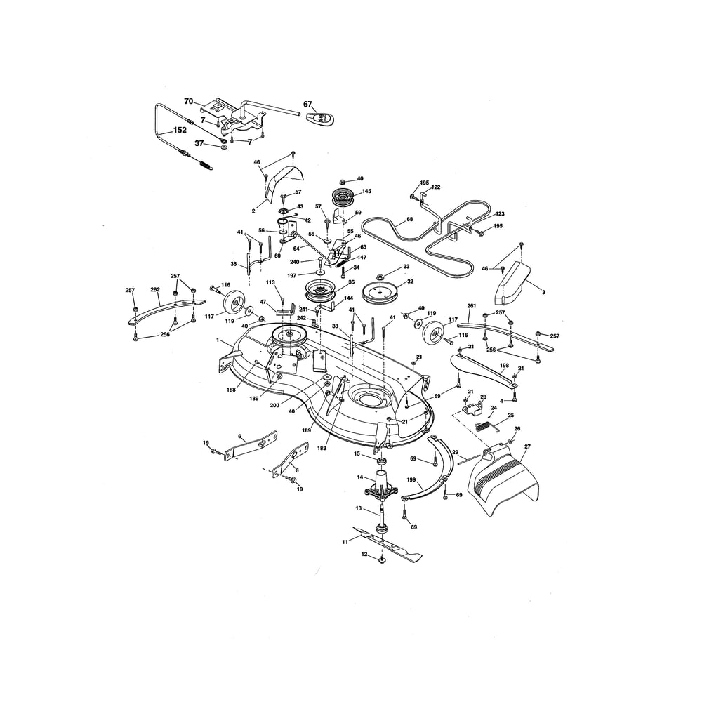 Mower Deck Diagram and Parts List for YTH20K46-96043027600  Husqvarna Lawn Tractor