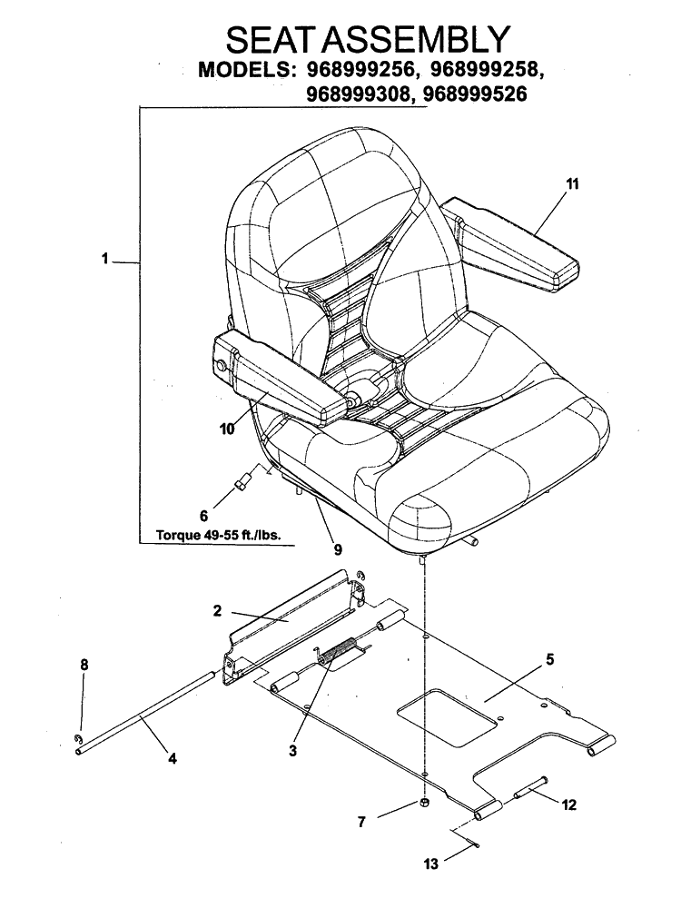 Seat Diagram and Parts List for IZ5223 (968999526)(2006-08) Husqvarna Lawn Mower