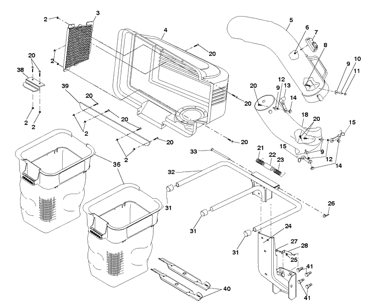 Bagger Diagram and Parts List for 96071000100 2006-02 Husqvarna Lawn Tractor Accessories
