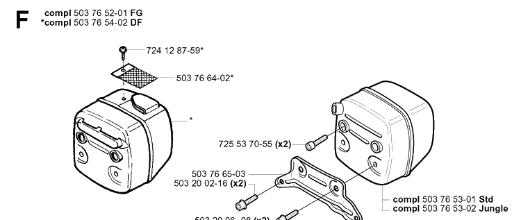 Muffler Diagram and Parts List for 365 20034400001-20051800000 Husqvarna Chainsaw
