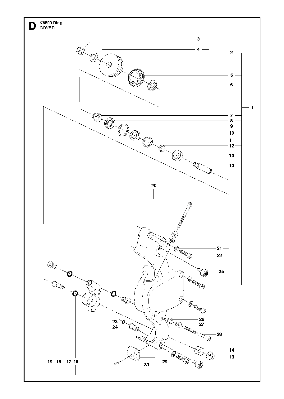 Cover Diagram and Parts List for K6500RING 2013-09 Husqvarna Circular Saw