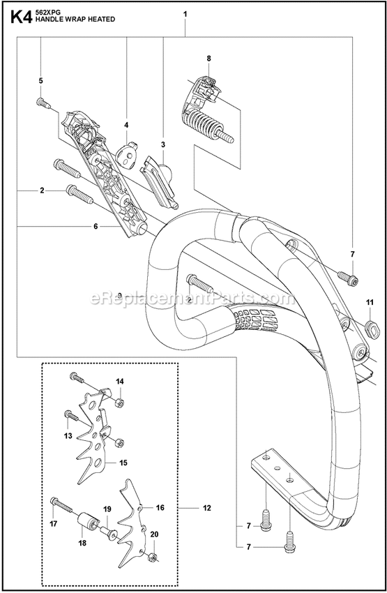 Handle Wrap Heated Diagram and Parts List for 562XPG  Husqvarna Chainsaw