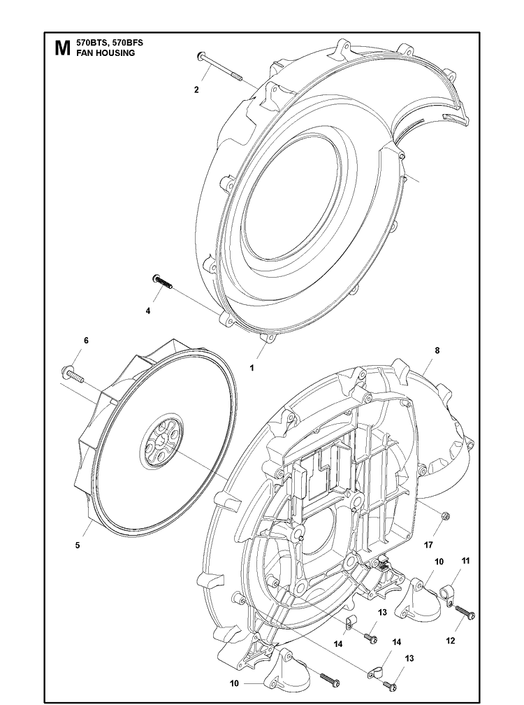 Fan Diagram and Parts List for 570BTS 20111800001-Current Husqvarna Leaf Blower / Vacuum
