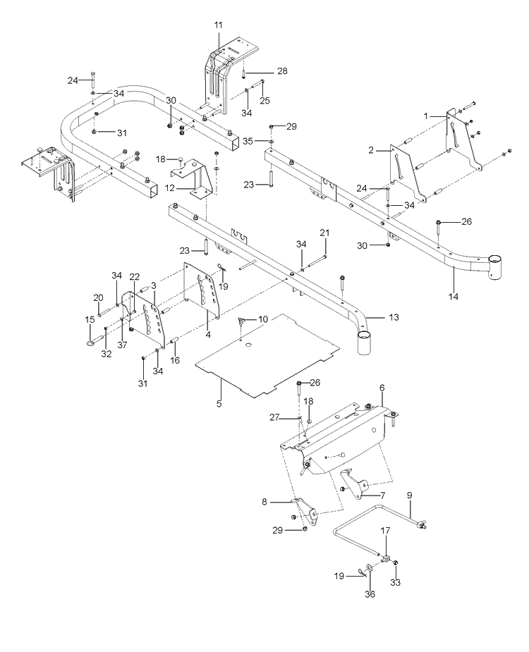 Frame Diagram and Parts List for RZ4621BF (96658230101)(2012-03) Husqvarna Lawn Mower