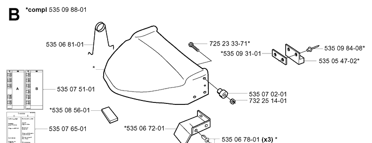Cover, Rear 6 Diagram and Parts List for G1 1998-2003 Husqvarna Lawn Mower