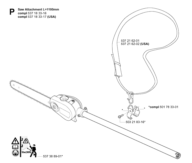 Attachments 3 Diagram and Parts List for 326P 20042300001-20062700000 Husqvarna Pole Saw