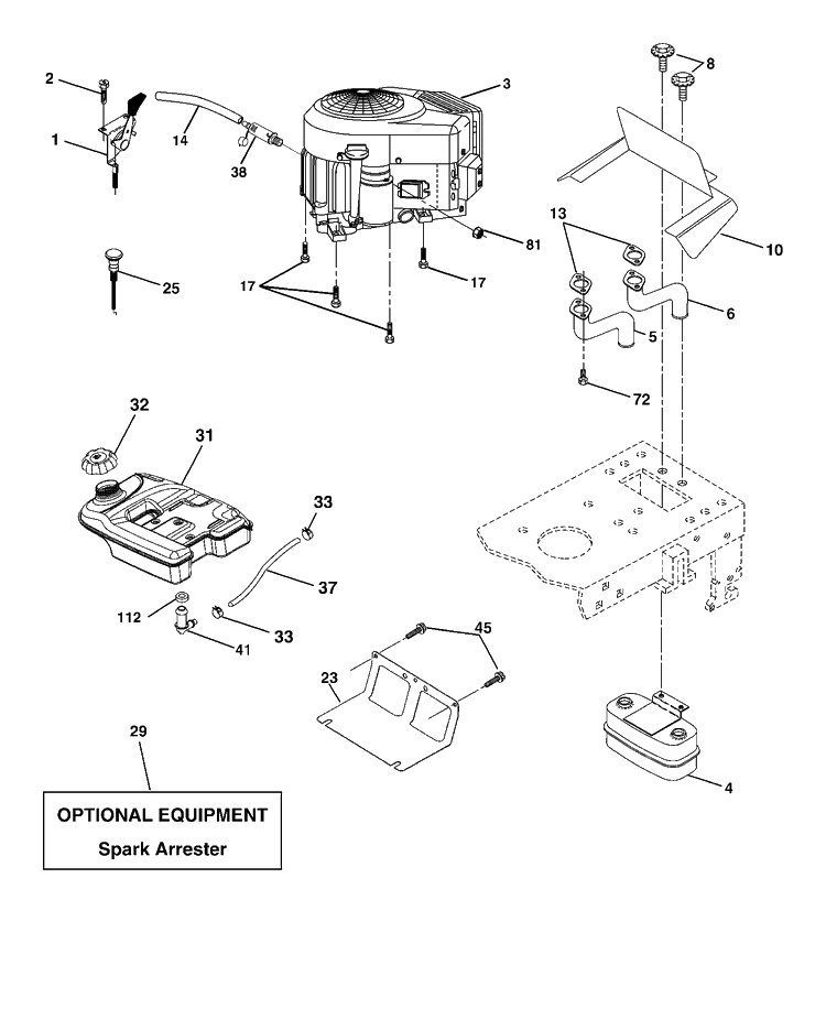 Engine Diagram and Parts List for YTH2148-LO21H48B (954572035)(2005-01) Husqvarna Lawn Tractor
