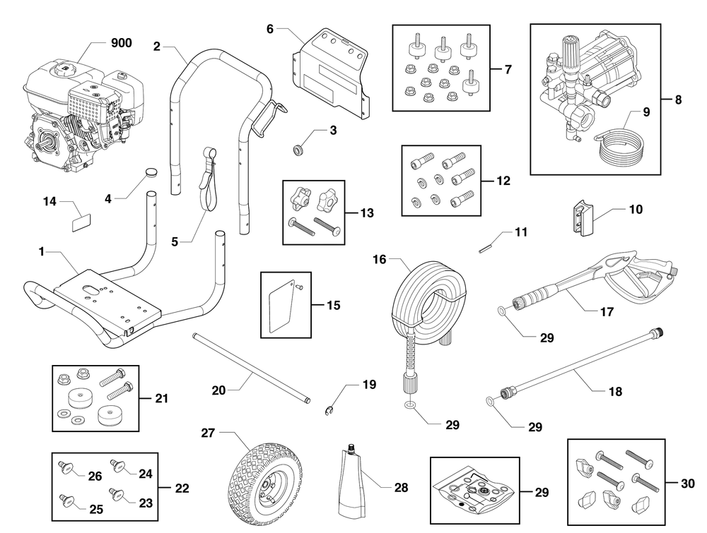 Main Unit Diagram and Parts List for 020755-00  Husqvarna Pressure Washer