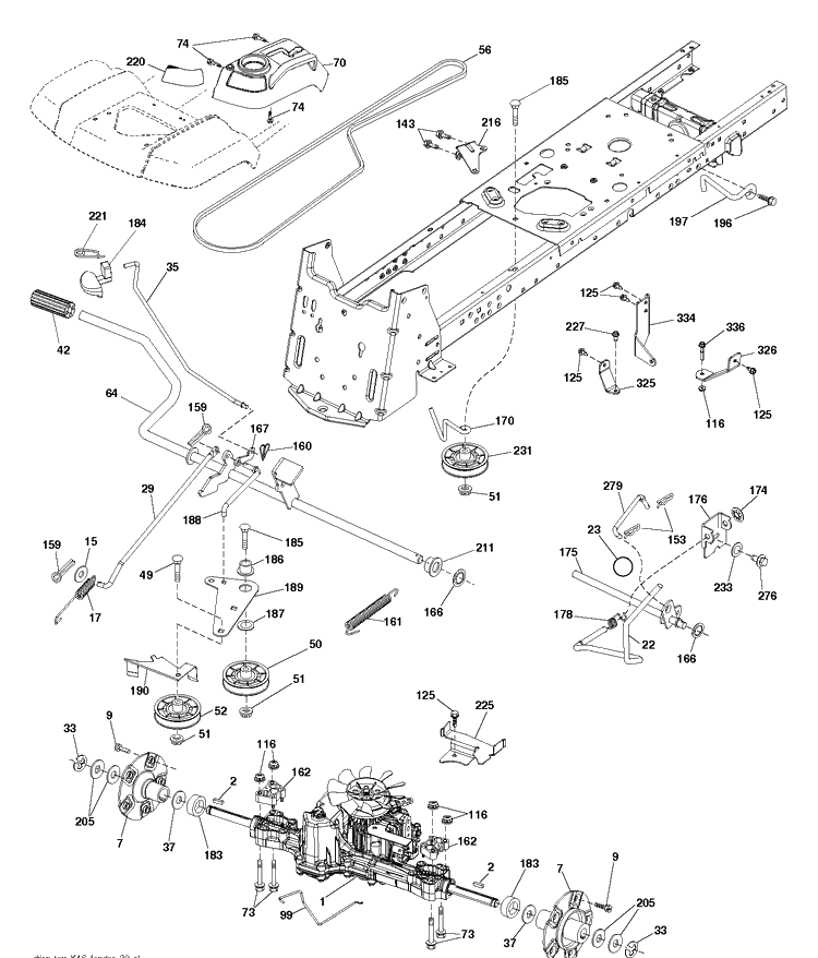 Drive Diagram and Parts List for LGT2654 (96045004700)(2013-08) Husqvarna Lawn Tractor