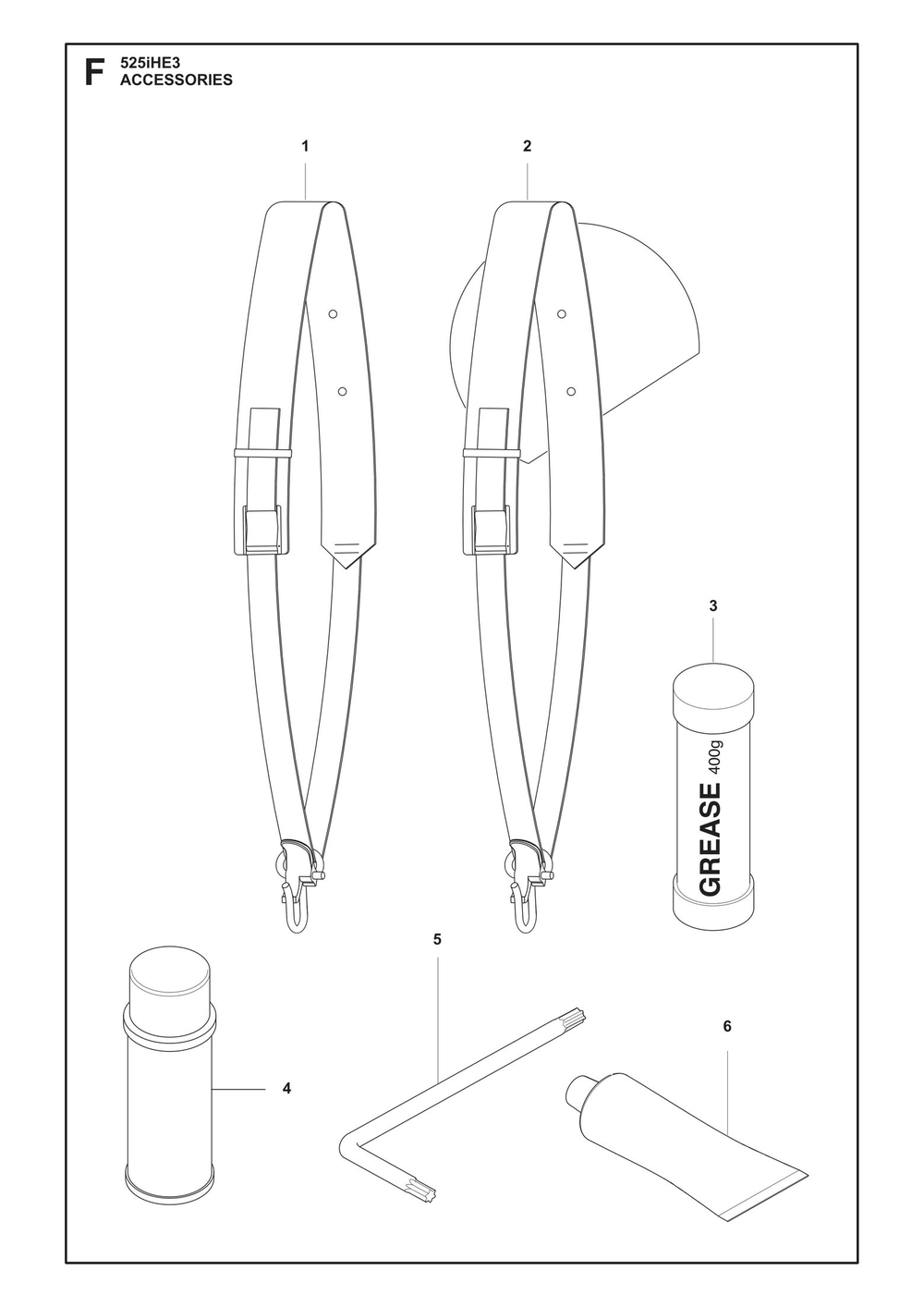 Accessories Diagram and Parts List for 525IHE3  Husqvarna Trimmer