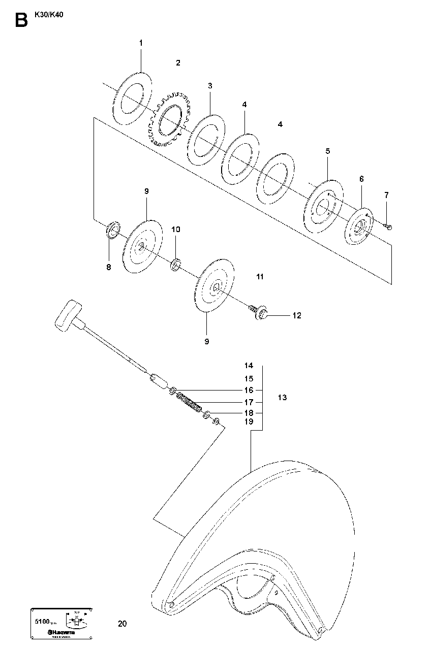 Wheels And Tires Diagram and Parts List for K40 2007-01 Husqvarna Circular Saw