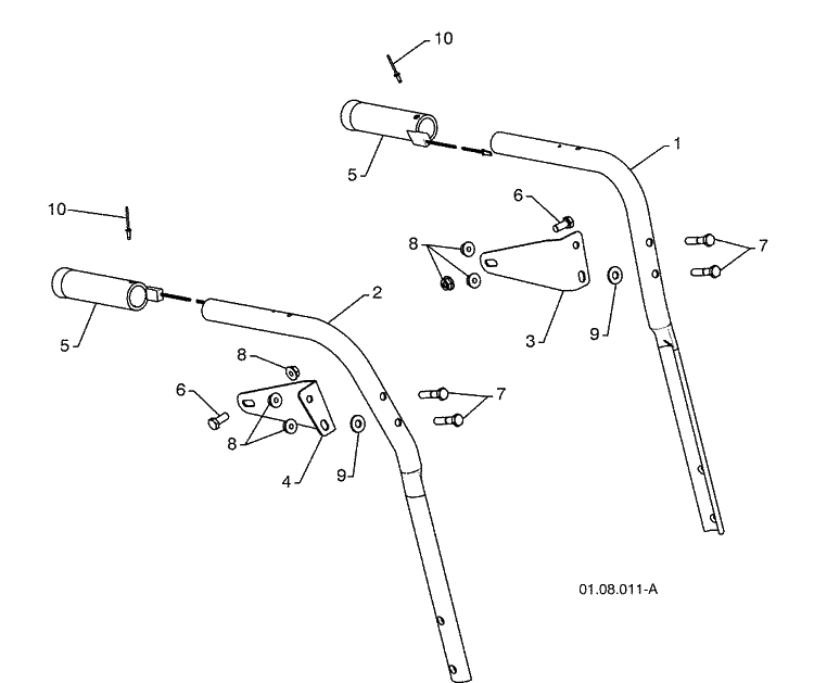 Handles - B 1 Diagram and Parts List for 16530SBXLS (96193004101)(2009-06) Husqvarna Snow Blower