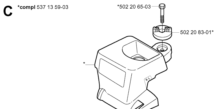 Air Filter Cover Diagram and Parts List for 339XP 20034000001-20040100000 Husqvarna Chainsaw