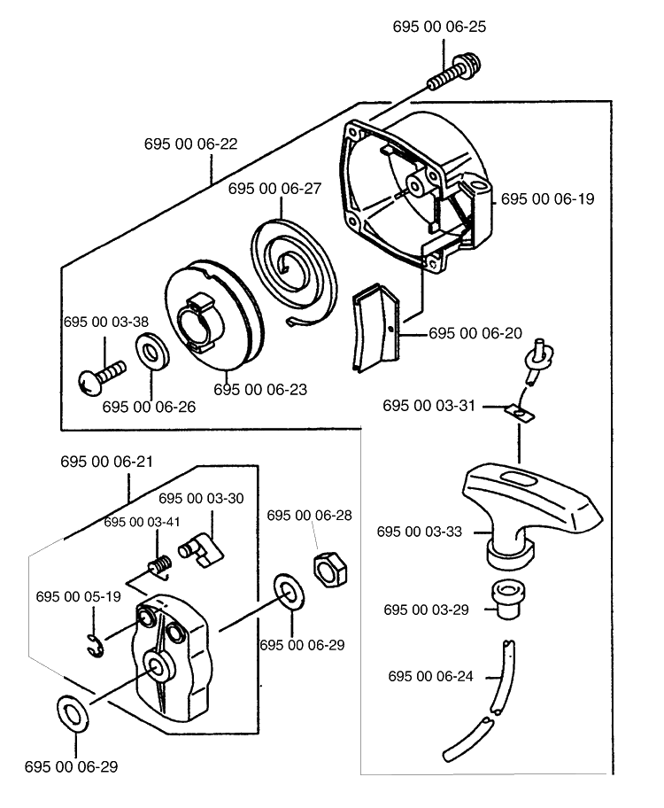 Starter Diagram and Parts List for 155BF (Carb II)(2001-04) Husqvarna Leaf Blower / Vacuum