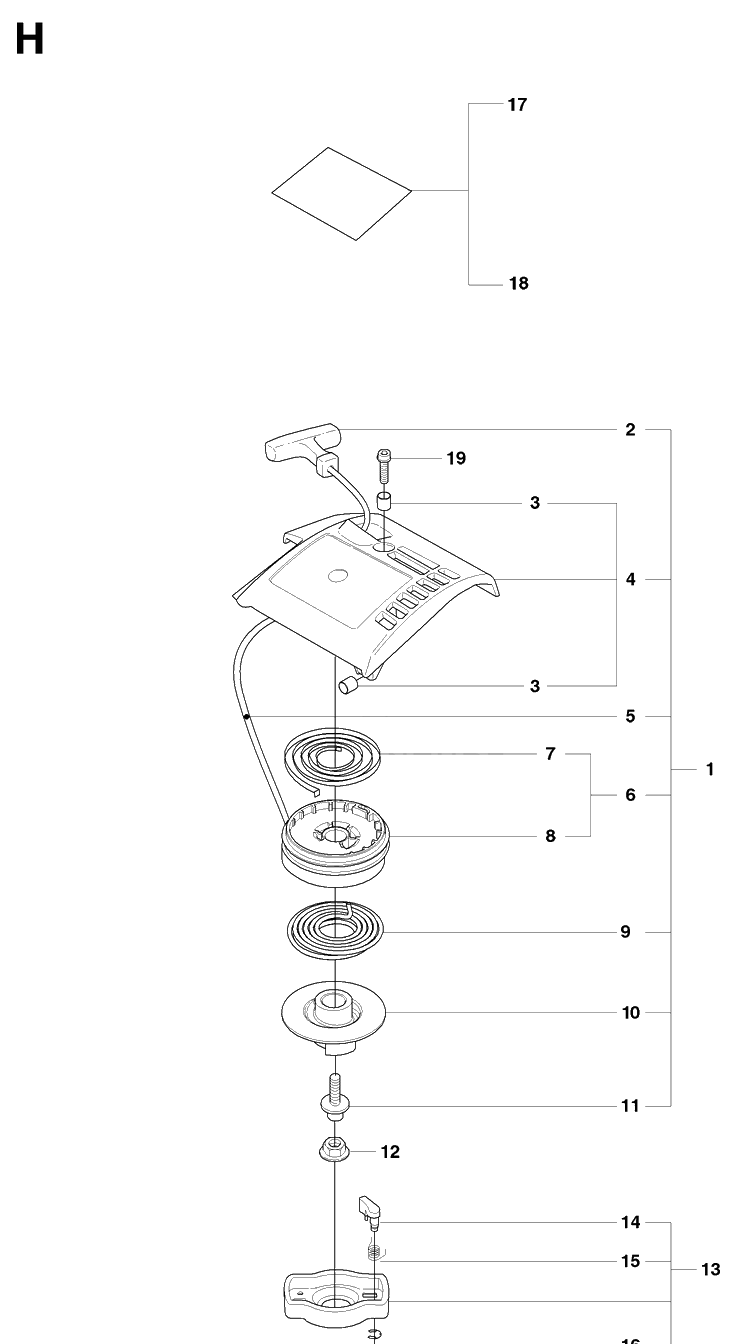 Starter Diagram and Parts List for 326HD60 (X-SERIES)(20090900001-Current) Husqvarna Hedge Trimmer