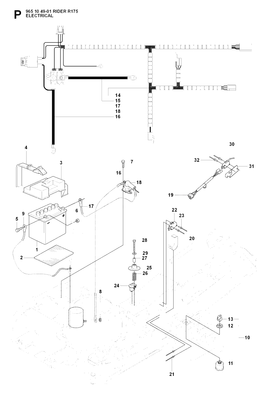 Electrical Diagram and Parts List for R175 (965104901)(2007-01) Husqvarna Lawn Tractor