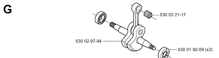 Crankshaft Diagram and Parts List for 141 20013500001-20030100000 Husqvarna Chainsaw