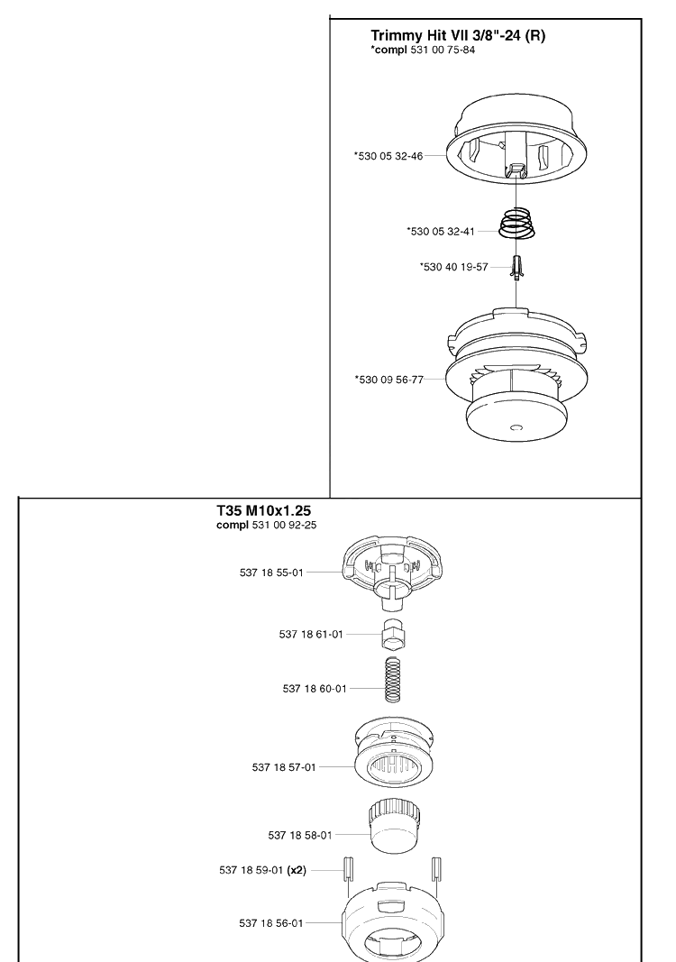 Trimmer Head Diagram and Parts List for 20031800001-20050100000  Husqvarna Edger