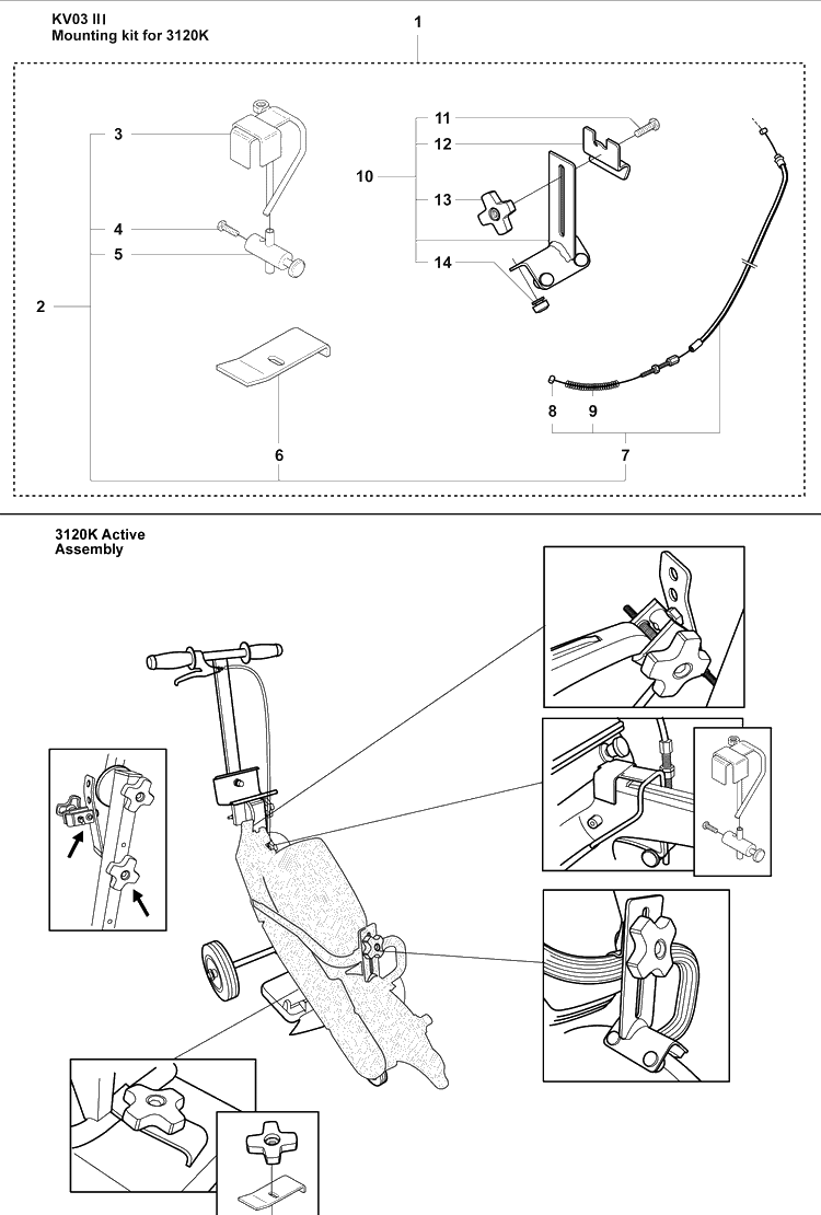 Page C Kv03 Iii Mounting Kit Diagram and Parts List for KV03III 2007-07 Husqvarna Lawn Tractor Accessories